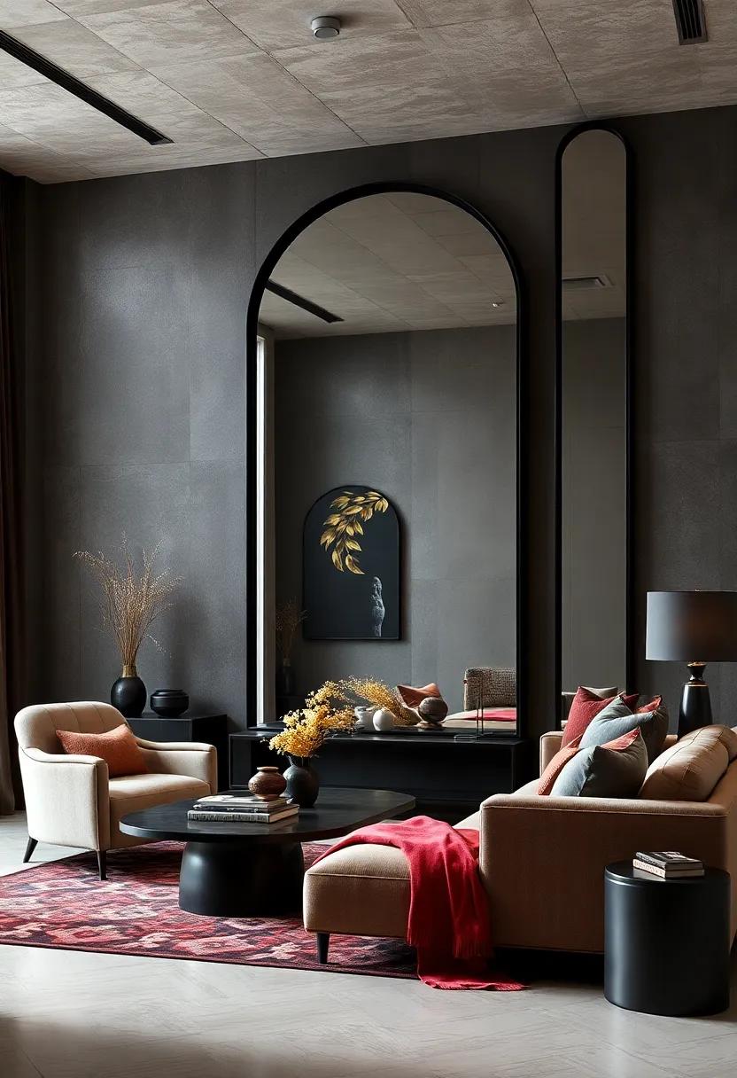 Decorative Black Mirrors: Use ⁢large black-framed ⁤mirrors to enhance space ⁢and light while adding a⁣ statement ⁤piece to your decor