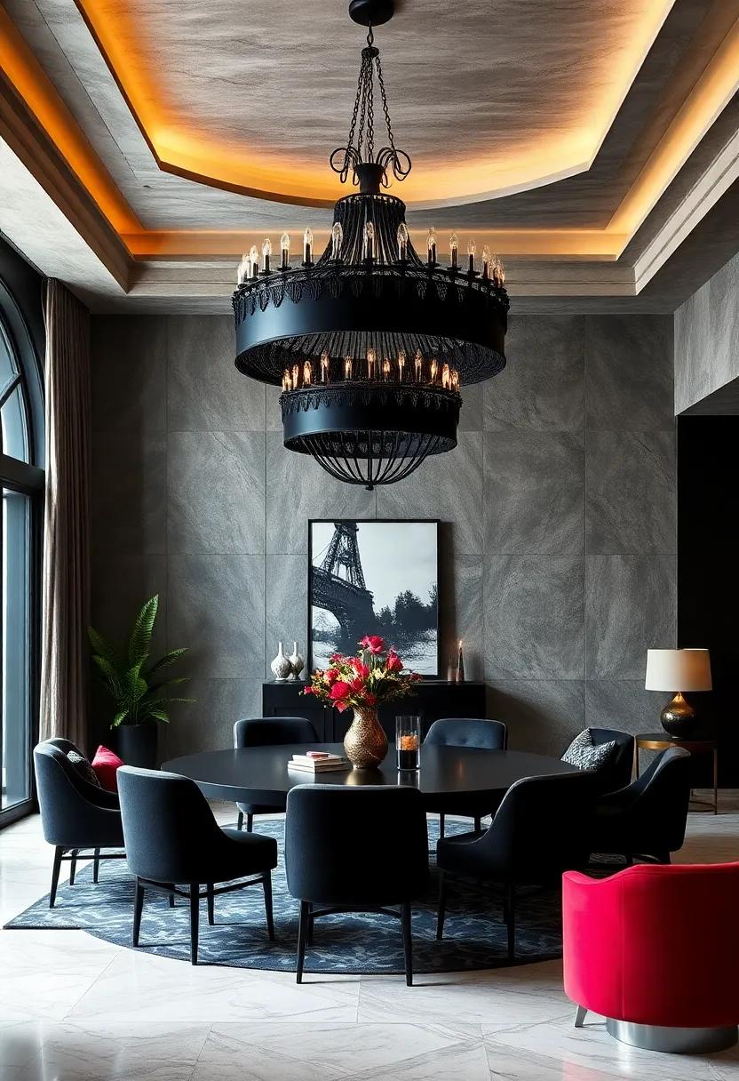 Elegant Black Chandeliers:​ Choose‌ striking ⁢black chandeliers⁣ to serve⁤ as ⁣a conversation starter while providing ‍an aura ​of⁢ sophistication