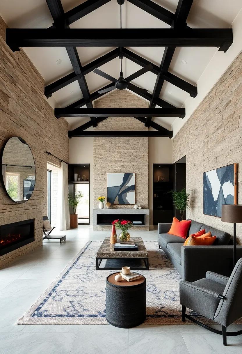 Feature ⁢Black ‌Beams: Expose black wooden beams or fixtures in your space ⁤for a⁤ rustic⁢ yet refined appearance