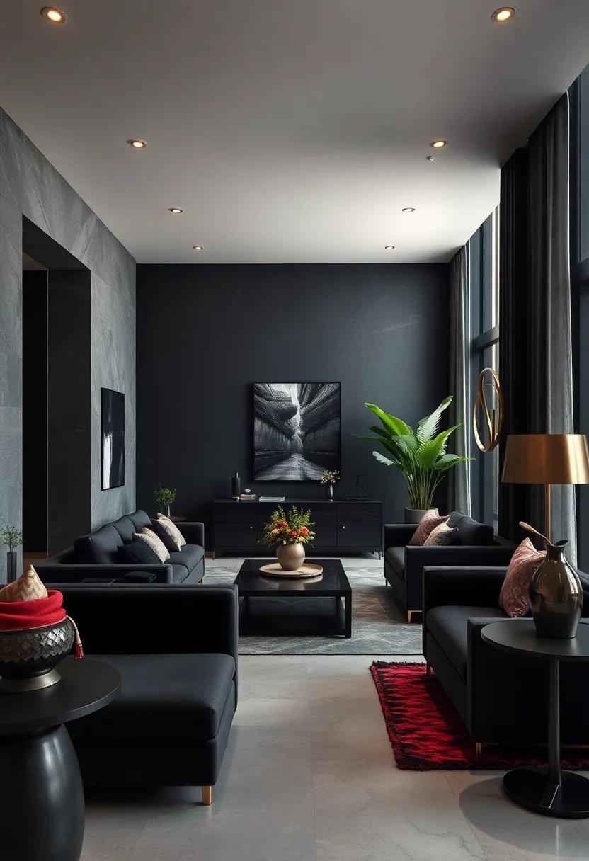 Layered Textures: Mix different‌ textures ⁢like ‌matte, glossy, and​ metallic finishes in‌ your‍ black décor to create visual interest