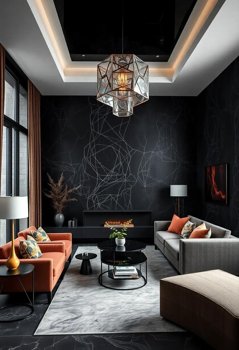 Statement ‍Black Wallpaper: Opt for bold patterns and textures in black wallpaper to create a feature wall that draws the⁤ eye ⁤and adds depth