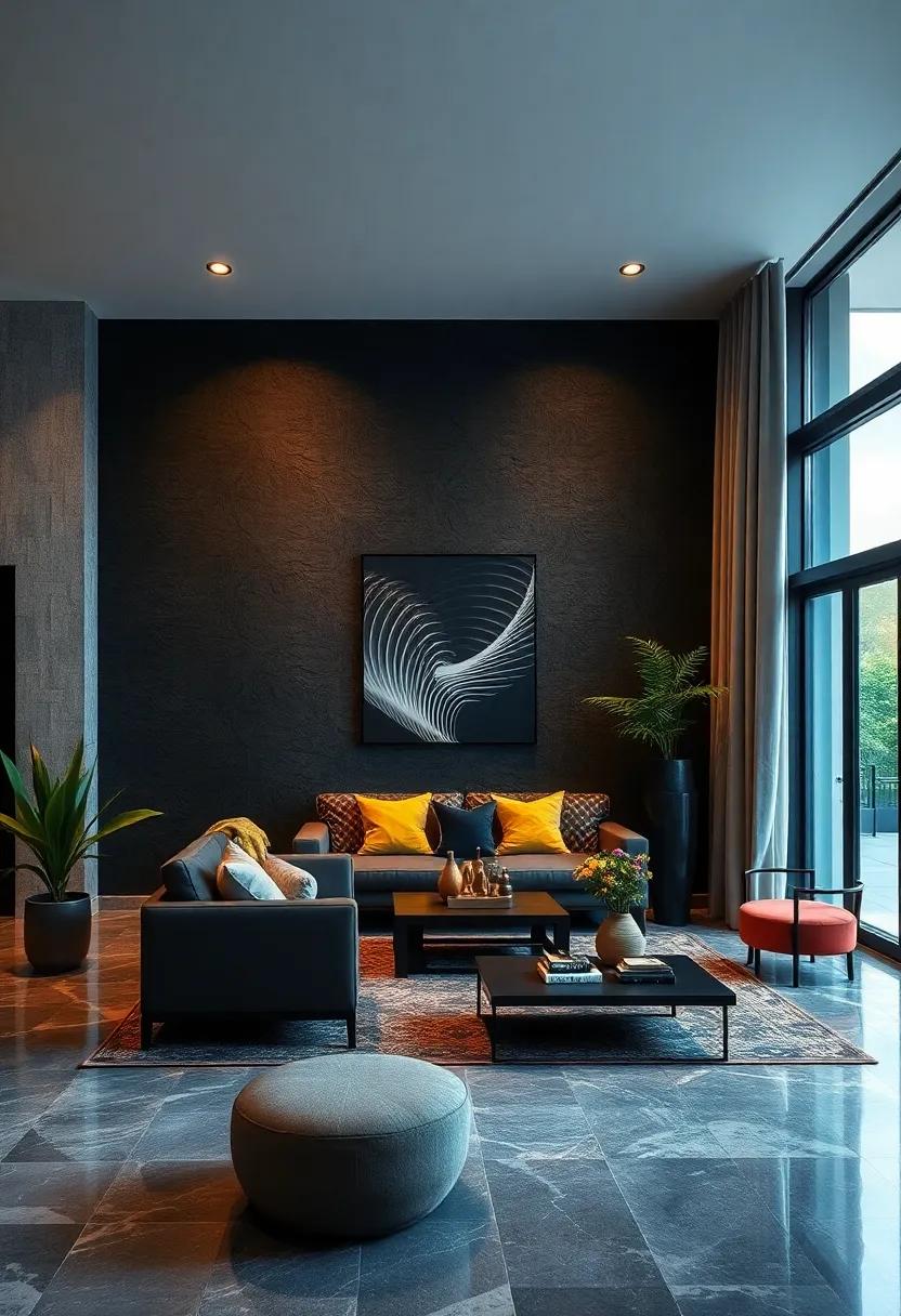 Textured Black Wallpaper: Utilize⁢ textured ‍or embossed⁣ black​ wallpaper to create visual interest and a tactile‌ element