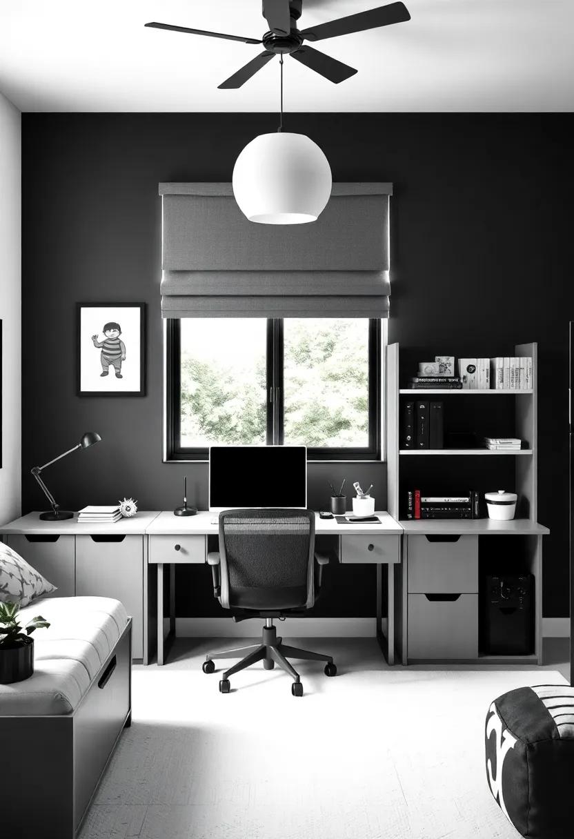 Crafting an Efficient Study Space within a Black and White Room