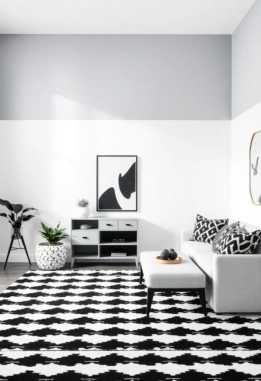 Using Black and white Rugs to Define Spaces with Style