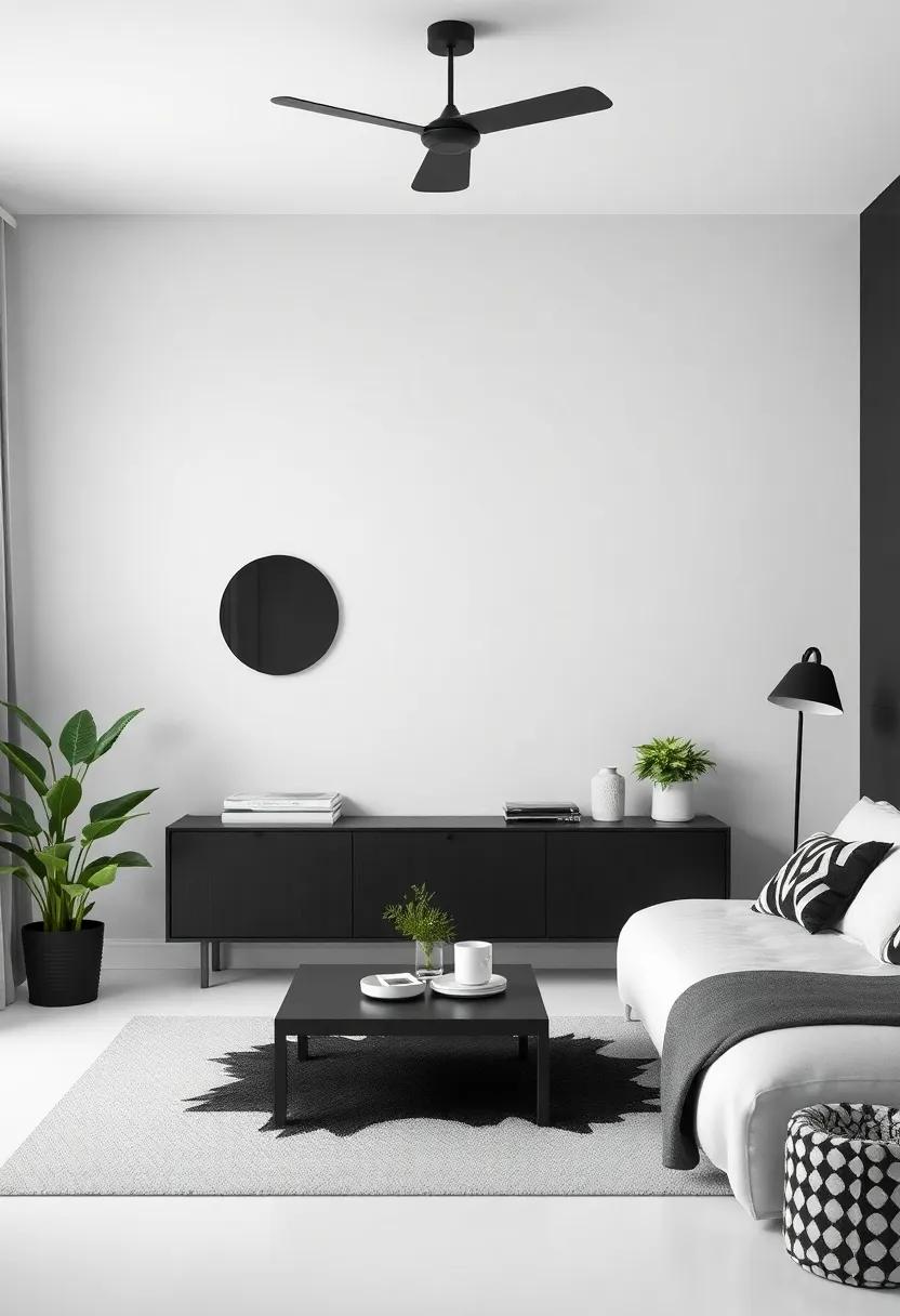 Incorporating Greenery to Liven Up a Black and White Space