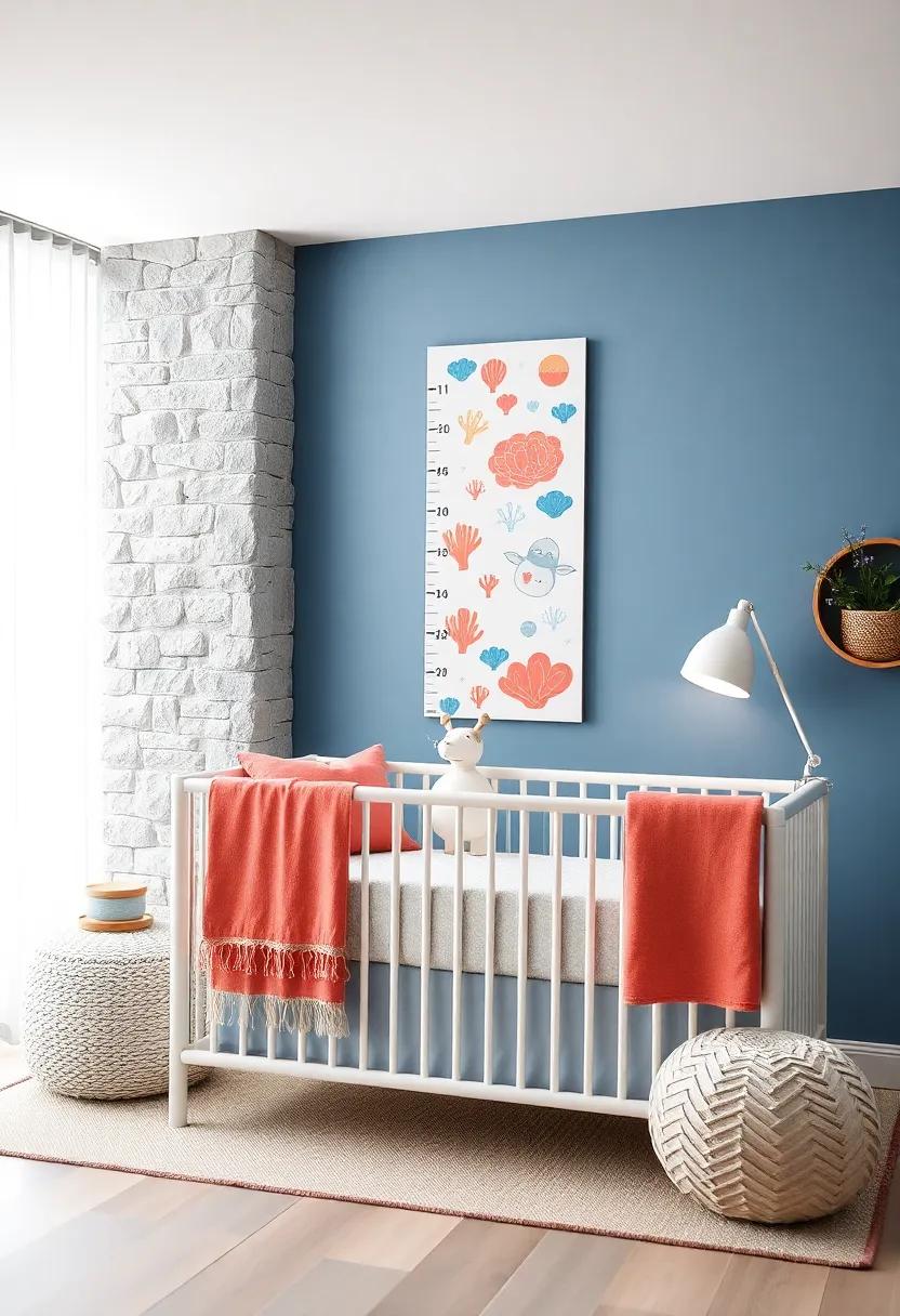 Coral-Themed⁣ Growth Chart: Incorporate a growth chart with fun graphics⁣ to track your ‌little one's milestones while adding to the decor
