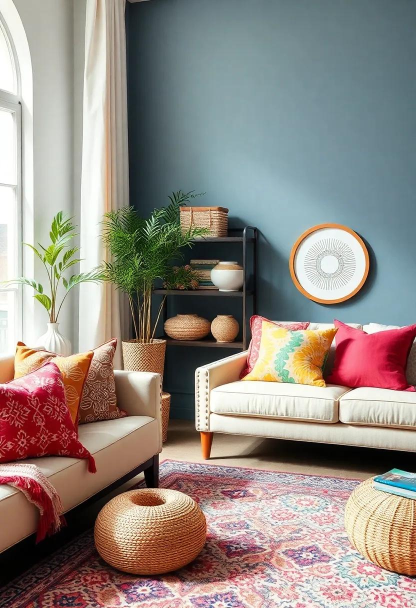 Display Colorful Pillows: Use a mix of brightly colored or‌ patterned pillows on sofas and chairs to ⁢add ‌vibrancy and comfort