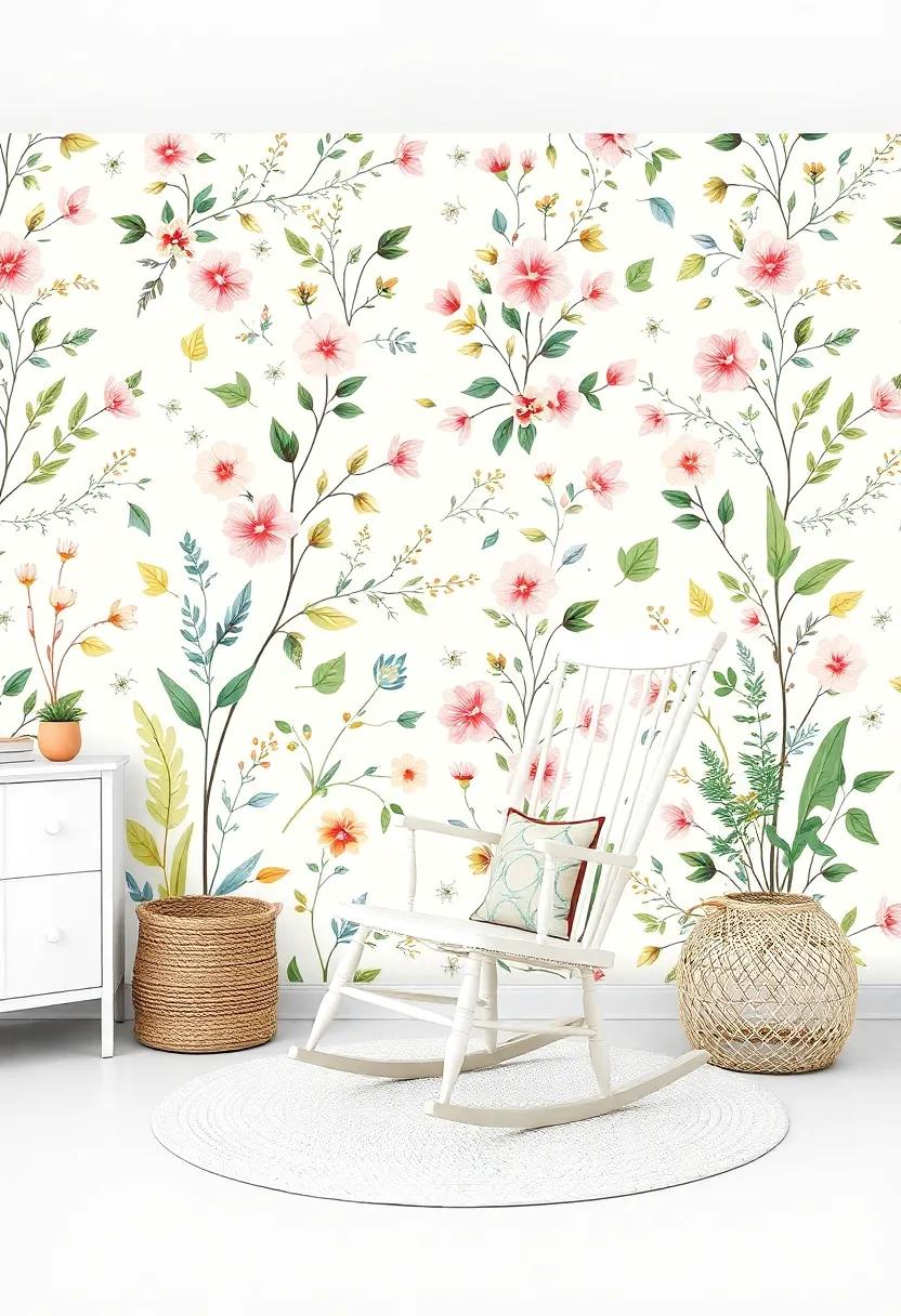 Enchanted Garden: Use floral patterns and nature-inspired decor, topped off with a cozy rocking chair that brings the beauty of the outdoors inside