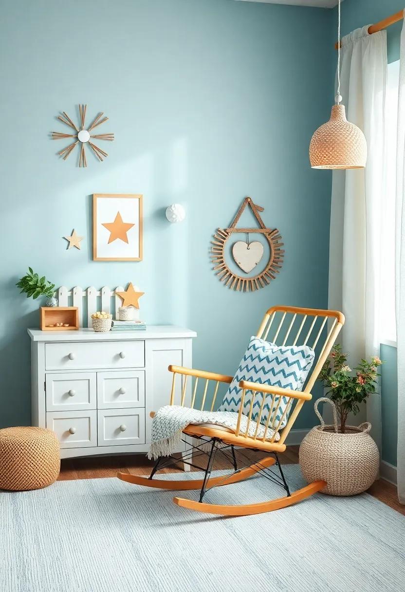 Heartfelt Haven: Utilize love-themed decorations,paired with a soft rocking chair where parents can snuggle and create beautiful memories