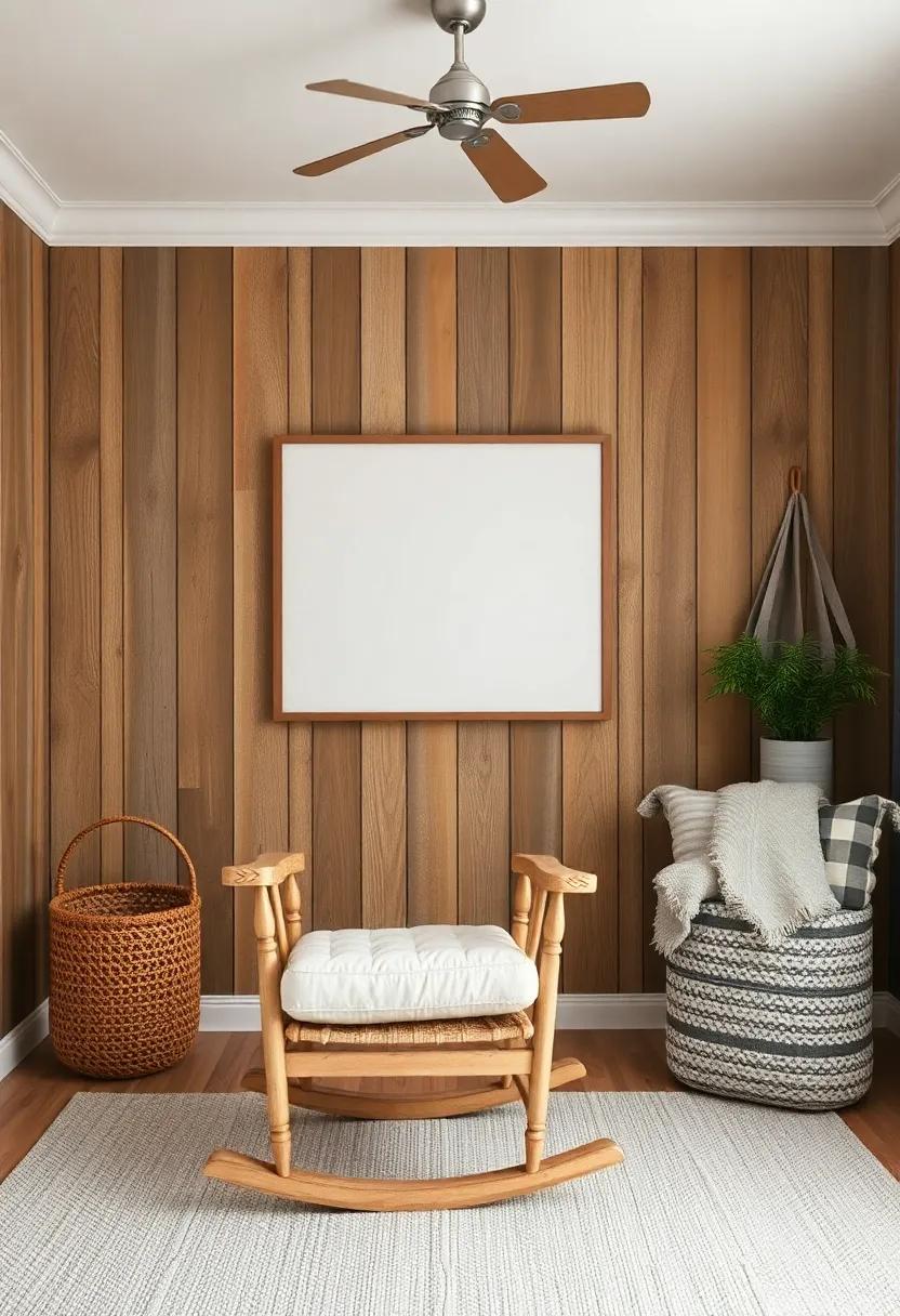 Rustic Charm: Pair reclaimed wood walls with a charming, worn-in rocking chair to create a homely atmosphere that feels warm and inviting