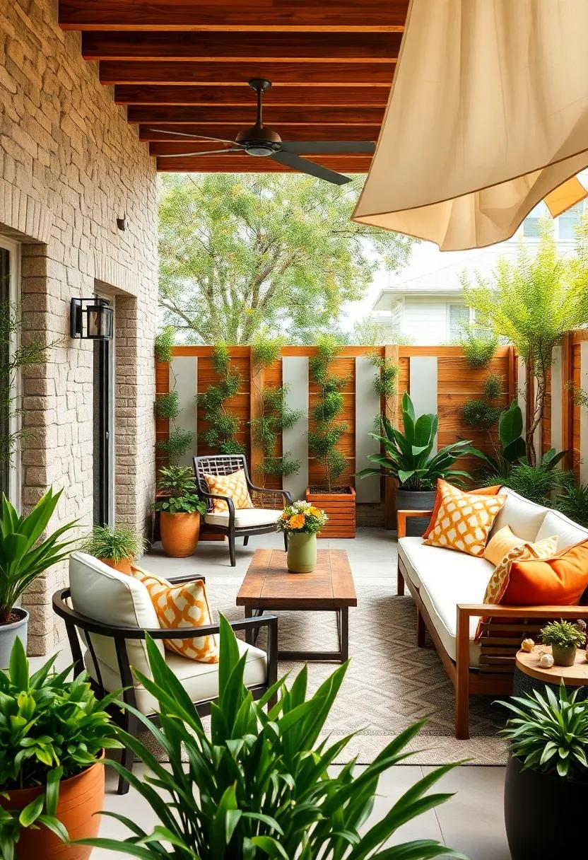 Fabric ⁢Screens: Consider using colorful ⁣outdoor ⁣fabric as lightweight screens ​that can be easily ‌swapped out with the seasons