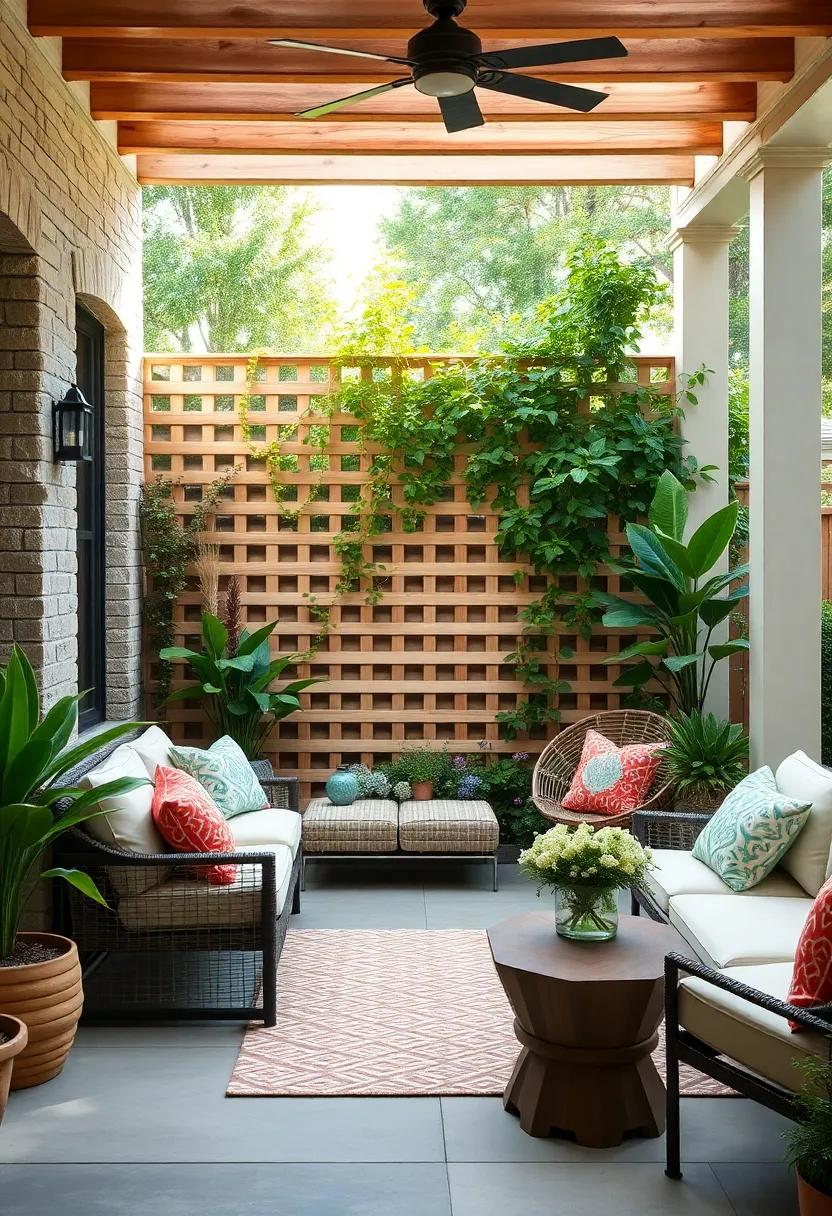 Lattice Paneling: Use lattice panels to achieve a⁢ light, decorative fence⁤ perfect for climbing plants ⁣and​ providing partial privacy