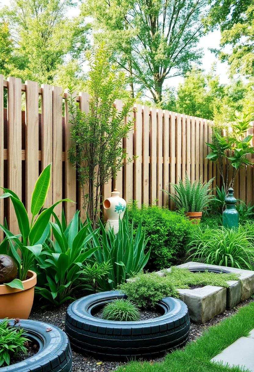 Recycled Tire Border: Turn ⁢old tires⁤ into​ quirky garden borders, painting ⁤them for⁢ added flair while keeping your ‌garden eco-friendly