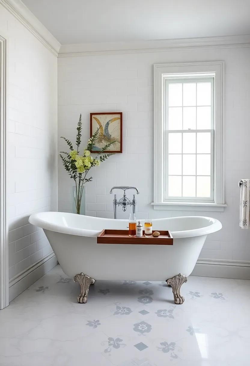 Add a Bathing Tray: installing a stylish bath tray adds practicality for holding drinks or bath items while adding a touch of style