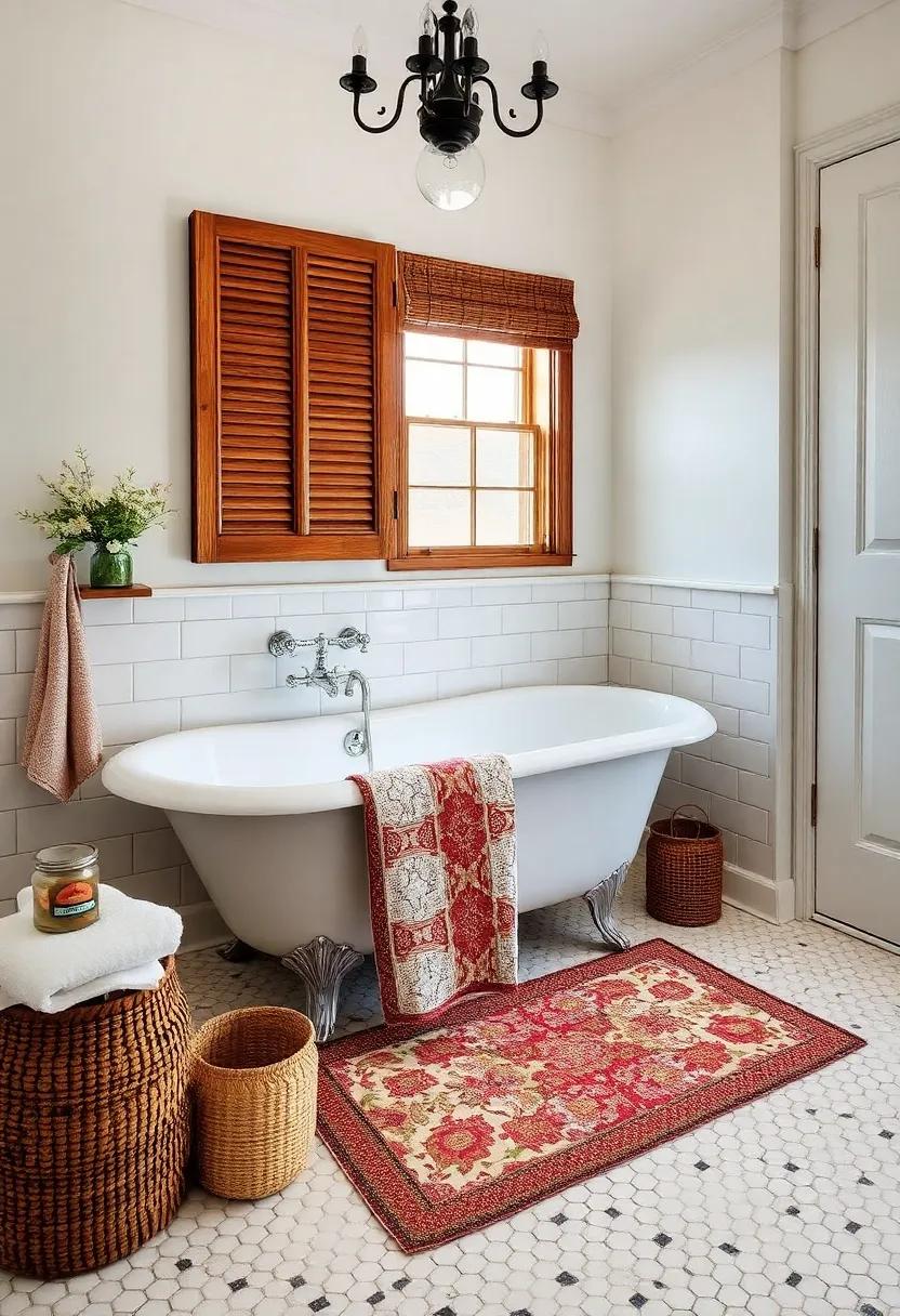 Personalize with Family Heirlooms: Include items from loved ones—be it a beautiful quilt or vintage bath accessories—that give your bathroom a warm, personal touch