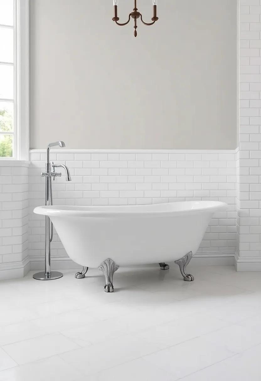 Utilize Stunning tilework: Consider intricate tiling designs or classic subway tiles for a pristine and timeless backdrop surrounding your tub