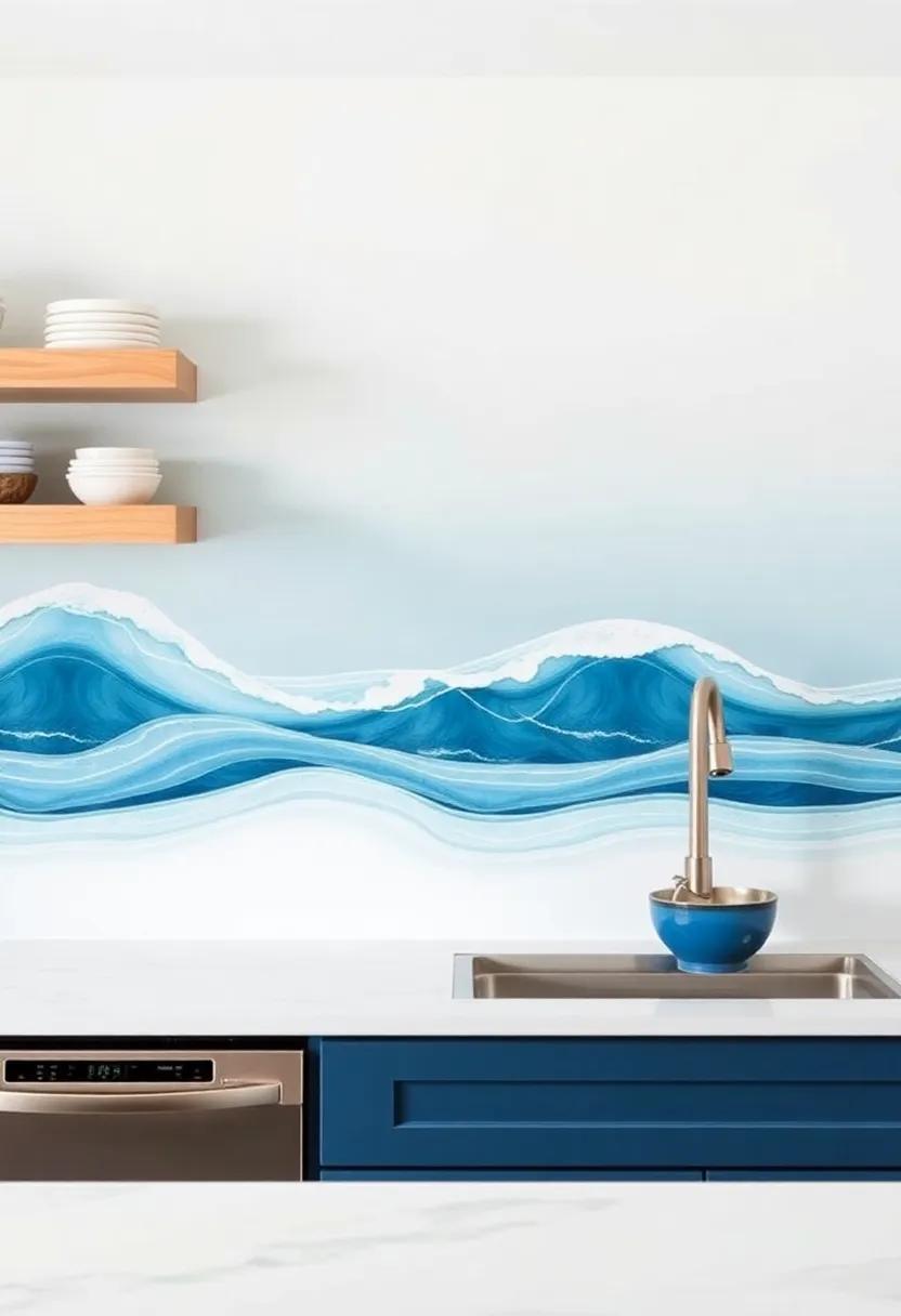 Ombre Effect: Craft ‌an ombre backsplash that fades from⁣ deep blue to soft⁤ white, mimicking the ocean’s‍ depth and ​frothy ⁤waves