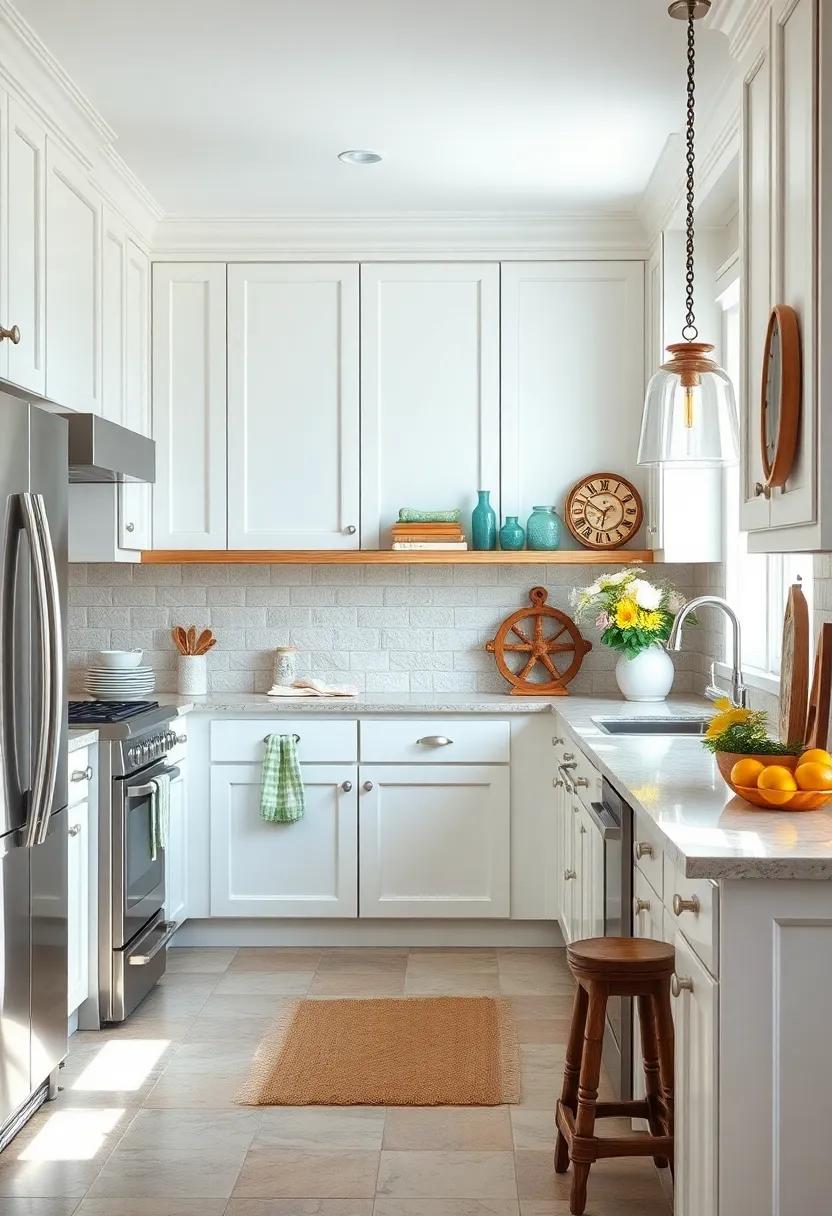 Classic Beach House: Experience the warm nostalgia of a coastal ⁤kitchen with white cabinets,​ beadboard accents, and vintage marine decor