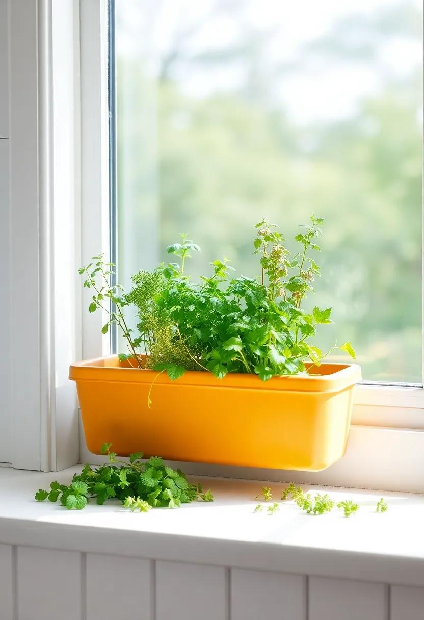 Herb Garden: A small windowsill planter filled with fresh herbs not only beautifies your kitchen but also elevates your culinary creations