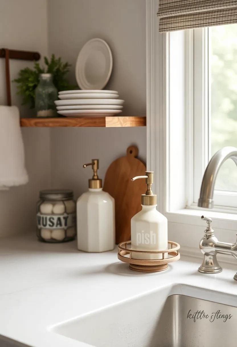 Vintage Sink Accessories: Embrace antique soap dispensers or dish holders that add character and a touch of history to your countertop