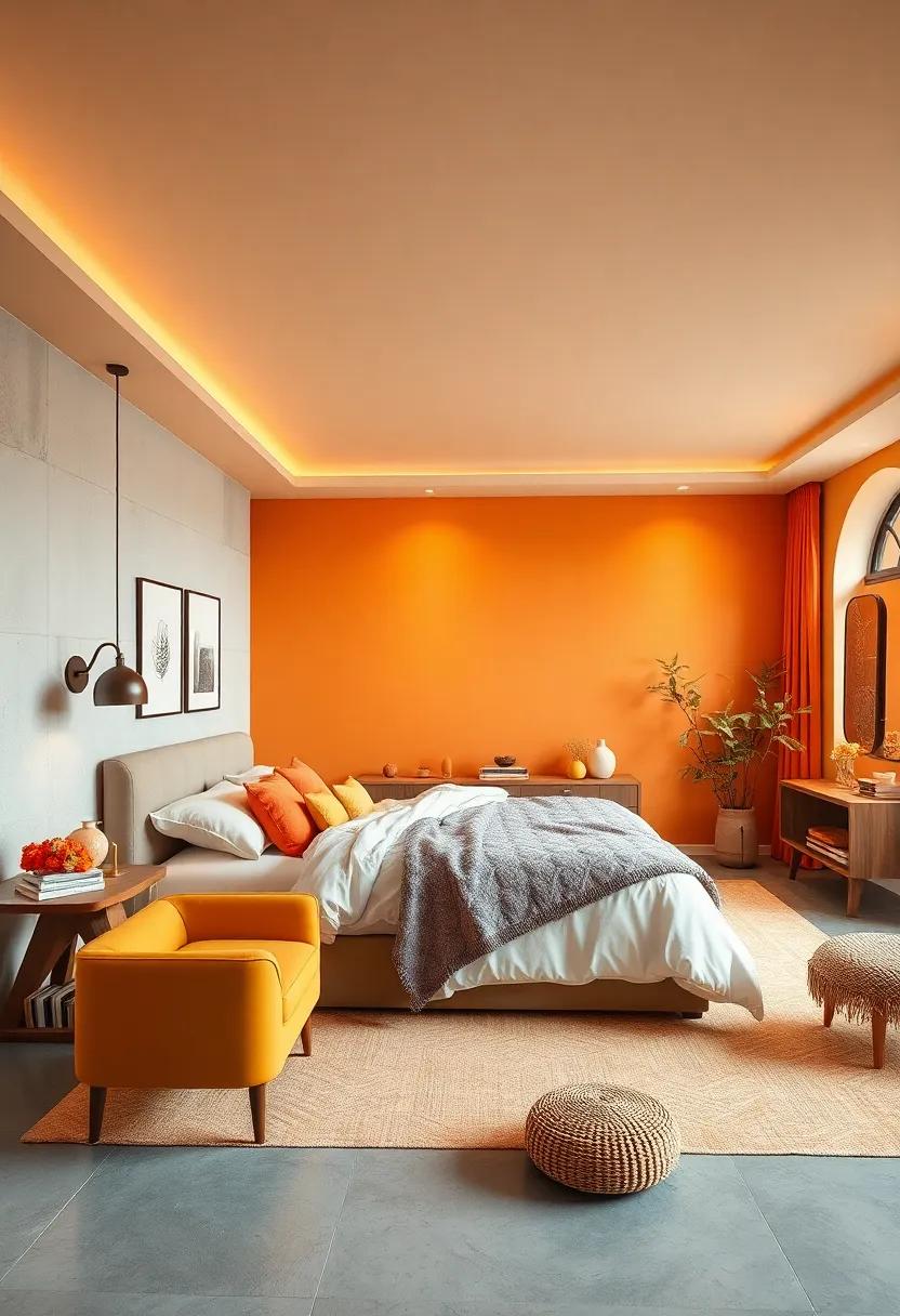 Sunset oranges and Yellows: Uplifting hues for a Cheerful Retreat