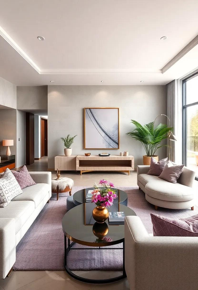 A Soothing Palette: Balancing Lavender Hues with Metallic Accents