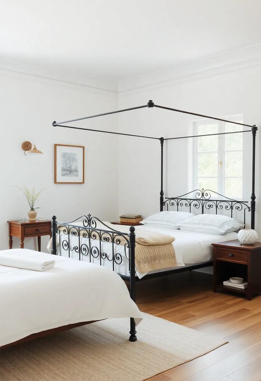 Delicate Wrought-Iron ⁣Bed ​frames Enhancing Your Farmhouse Oasis