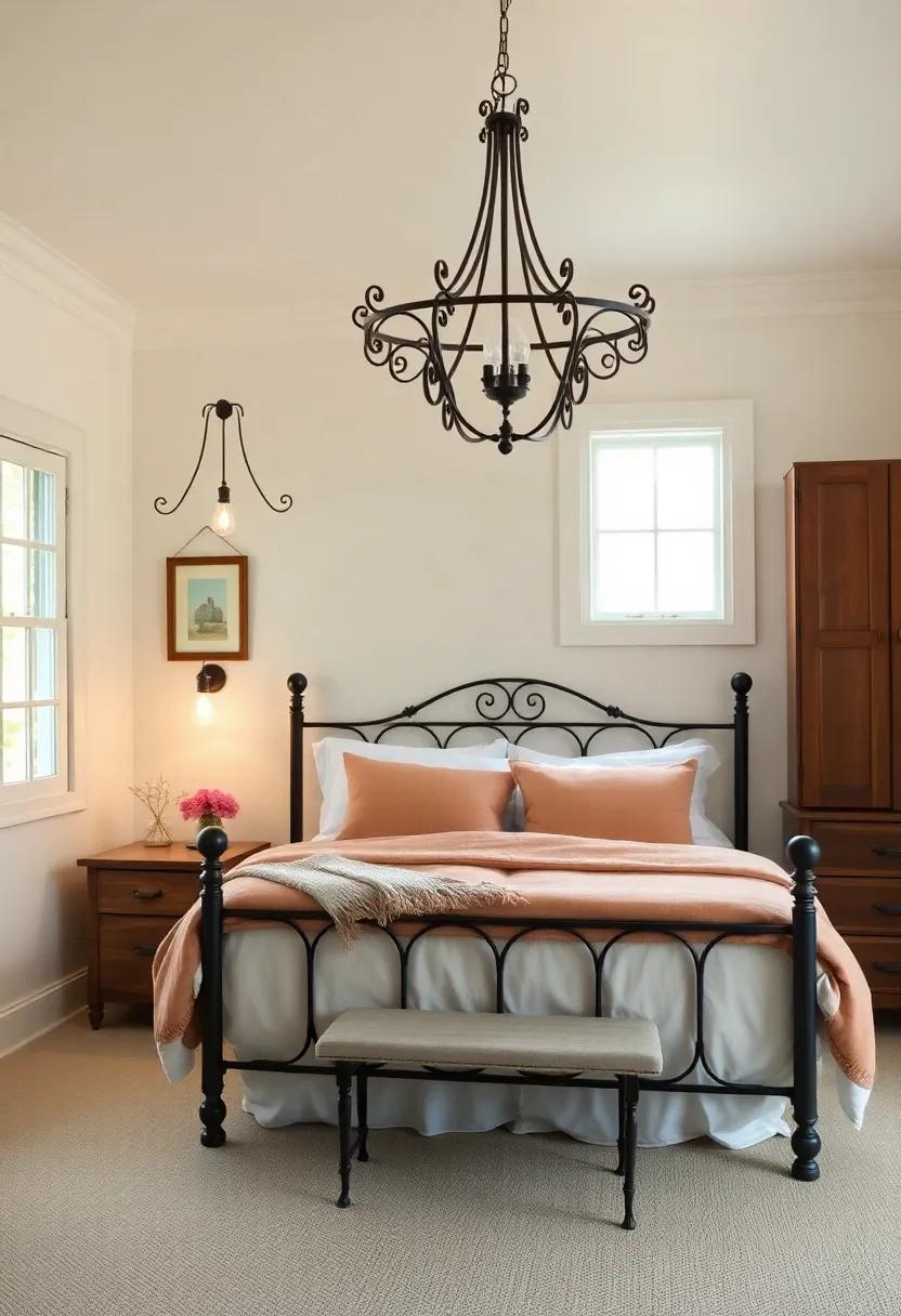 The​ Warm Glow of Wrought-iron Chandeliers Setting ‍the Mood