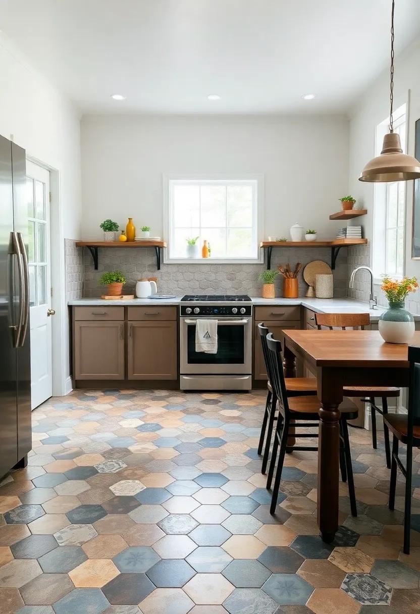 Vintage⁢ Hexagon tiles: Bring a touch of retro​ elegance with hexagon tiles ⁤in‍ muted colors, offering​ a nod to classic design while complementing farmhouse​ decor
