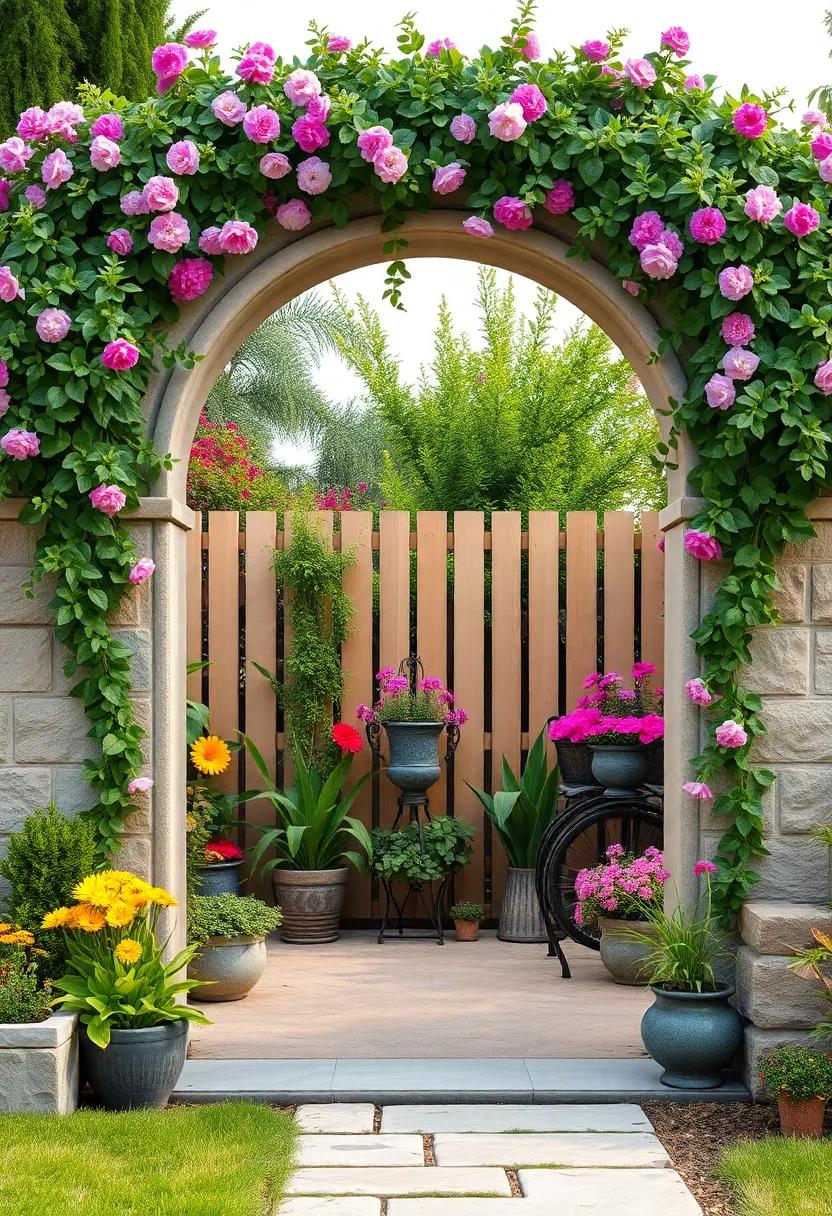 Arched Gateway ⁤Fence: ​Welcome visitors ‌with an arched gateway fence that adds grandeur and charm,creating a stunning entrance‌ filled with trailing vines and colorful ⁢blooms