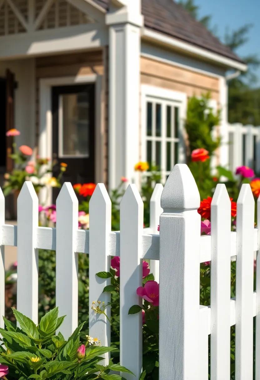Classic‌ White Picket ‍Fence: Embrace​ nostalgia ⁤with ⁣the⁢ timeless charm of a classic white picket fence, perfectly framing your flower garden and inviting admiration from all who ‍pass by