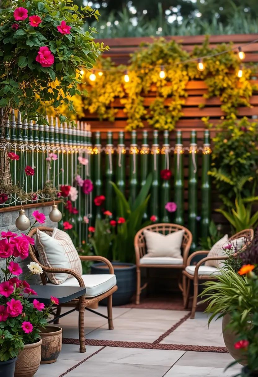 recycled Glass Bottle Fence: ⁢Stand out​ with a ‌quirky glass bottle ⁣fence, recycling materials into a unique border ⁤that sparkles in the sunlight and⁢ frames your flowers⁣ in‌ a creative way