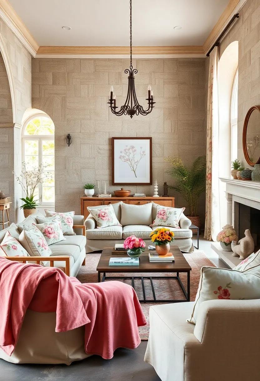 Faded Floral Fabrics: Embrace⁢ faded floral ⁣fabrics ​for​ cushions‌ or⁣ drapes to create a romantic, pastoral atmosphere ‌that sings the praises ⁣of nature