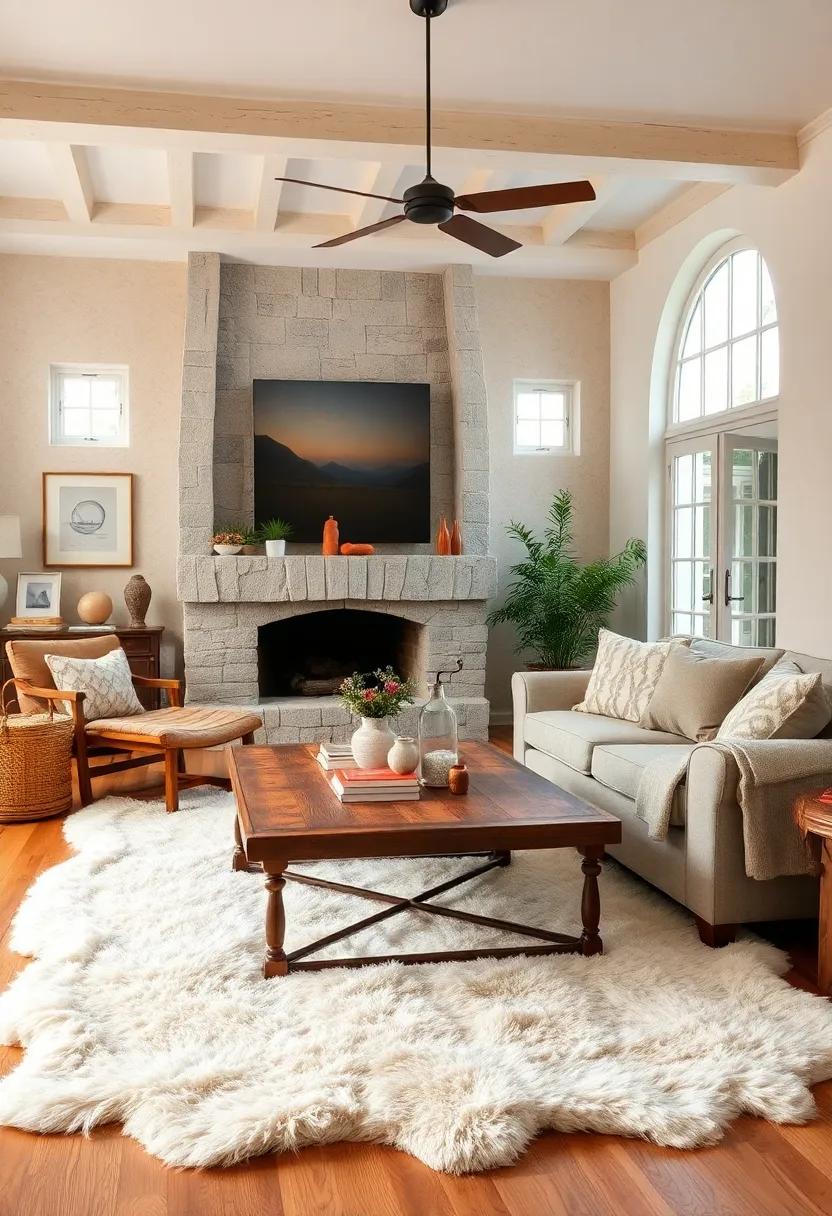 Sheepskin ⁣Rugs:⁣ Introduce sheepskin rugs to your ​living room for that irresistible plush underfoot, enhancing warmth⁢ while ‌complimenting rustic decor