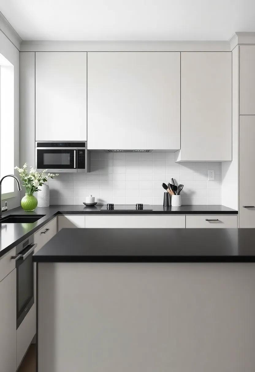 light and airy: ⁣Admire how ‌pale gray​ cabinets accompanied by sleek black surfaces can lighten a ⁢room ‍while maintaining a ⁣bold ⁣aesthetic