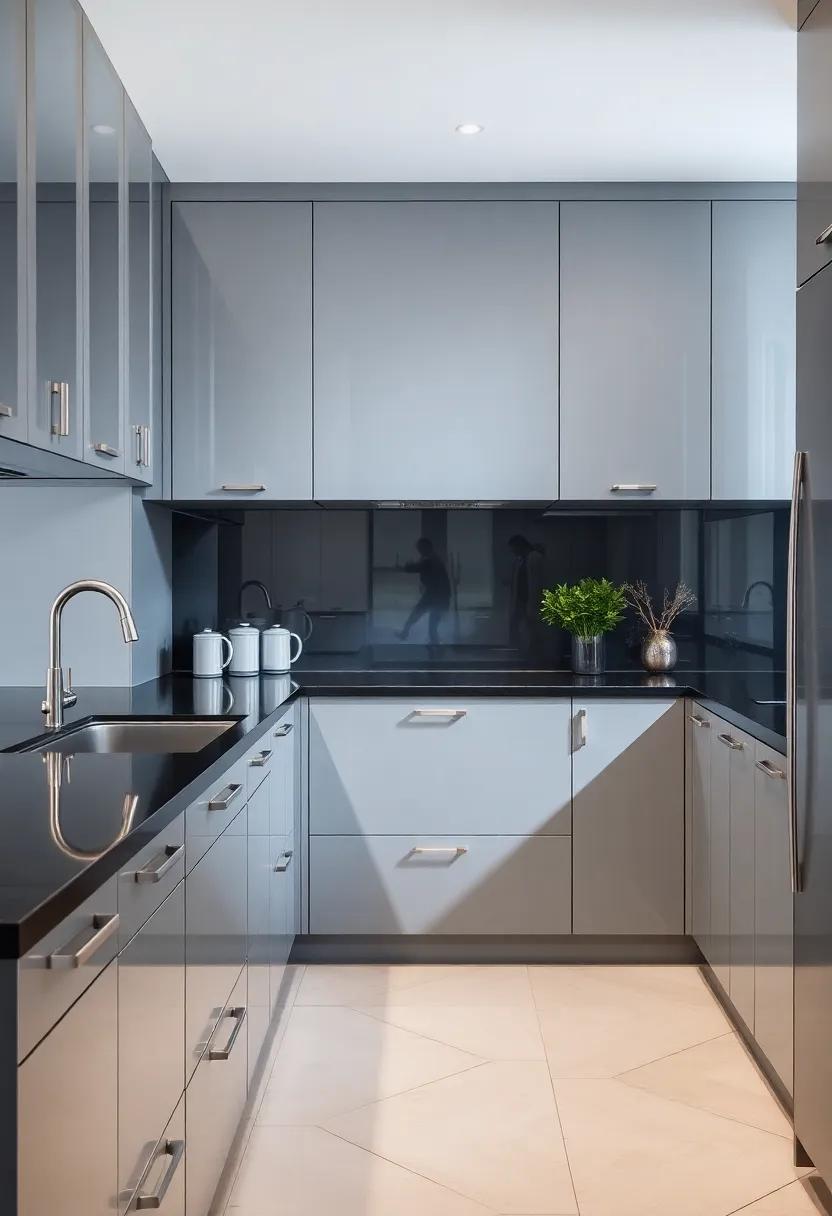 Glossy Highlights:‍ Examine kitchens with glossy‍ gray cabinets and polished black⁣ counters that catch the light beautifully,enhancing the overall space