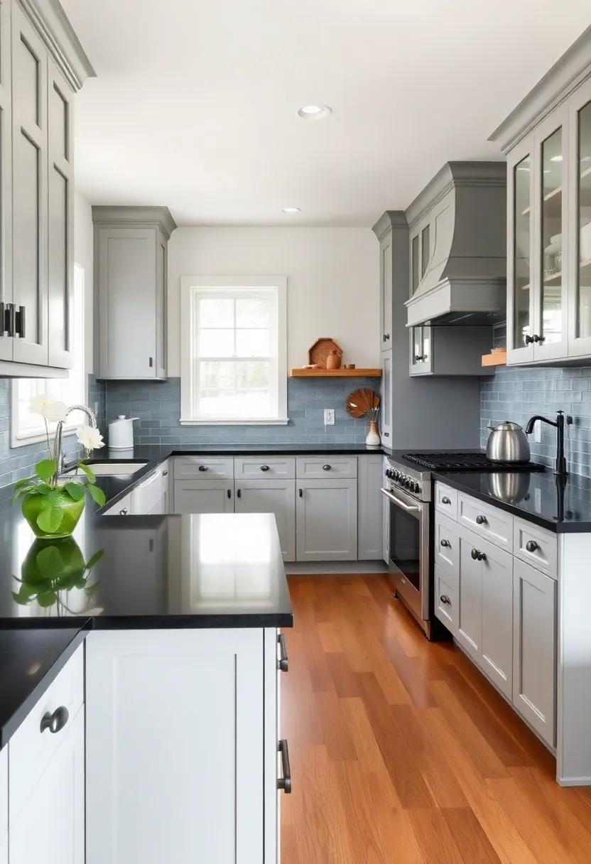 Contemporary Craftsman: Appreciate ⁤the craftsmanship in kitchens that blend gray tones and black ⁣counters to capture the spirit⁣ of contemporary craftsman design