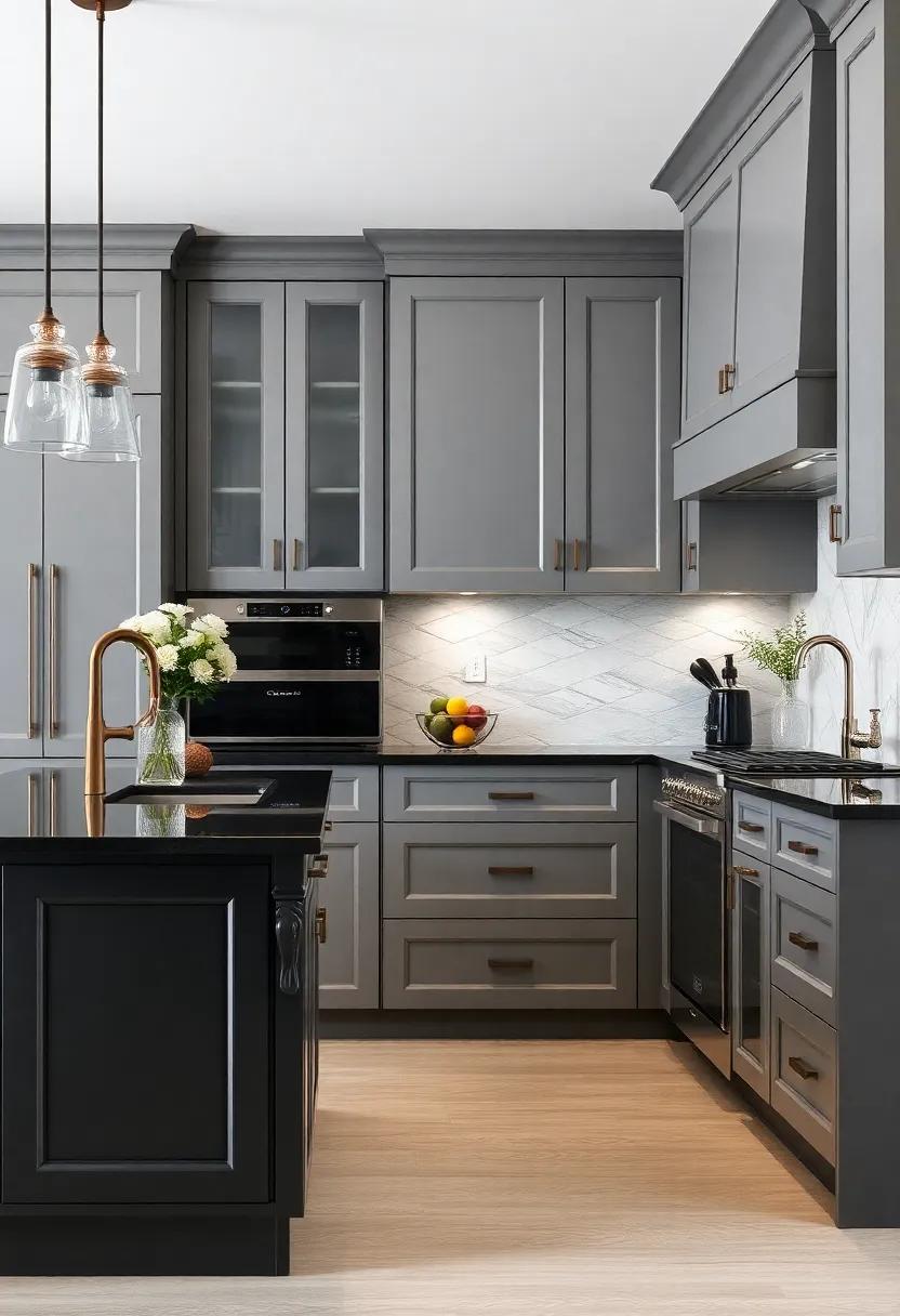Tailored Elegance: ‍End your ⁢journey with ⁢kitchens ​that feature custom gray cabinetry⁢ and tailored black counters, showcasing exquisite⁣ craftsmanship and timeless beauty
