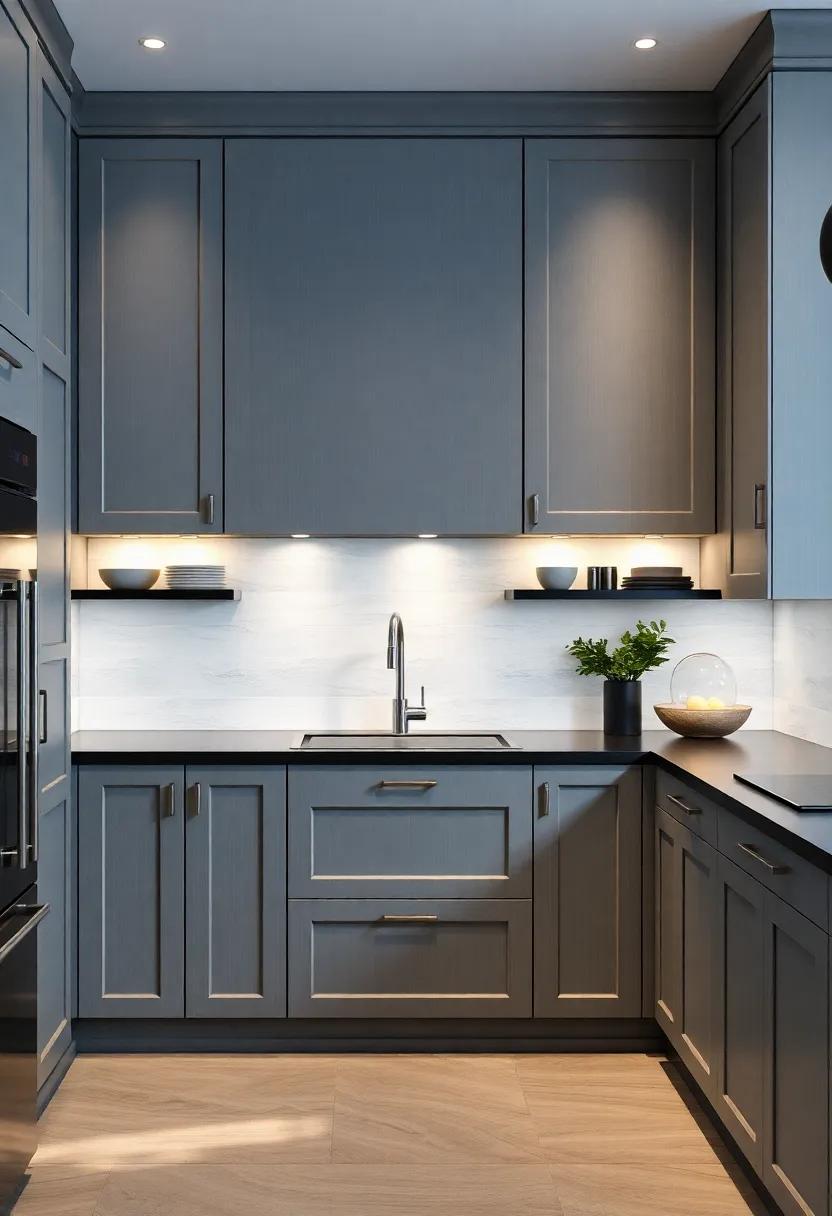 Smart Backlighting: Discover‌ how strategic backlighting ‍in a gray and black⁣ kitchen can ⁢showcase ⁣the cabinetry and surfaces,​ adding an elegant glow