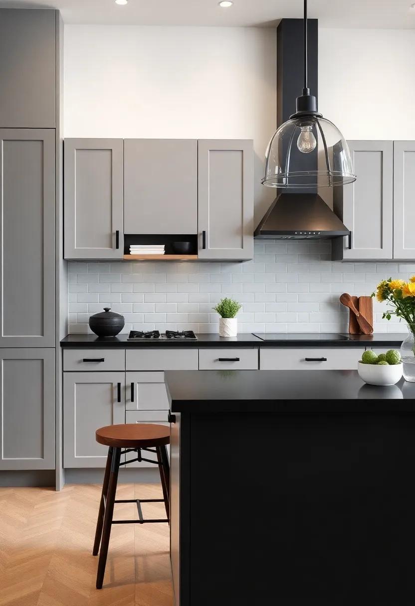Chic Bistro Feel: Discover how ⁤to ⁢achieve a‍ chic bistro‌ vibe⁤ with gray cabinetry ​and black countertops, ‌perfect for culinary enthusiasts