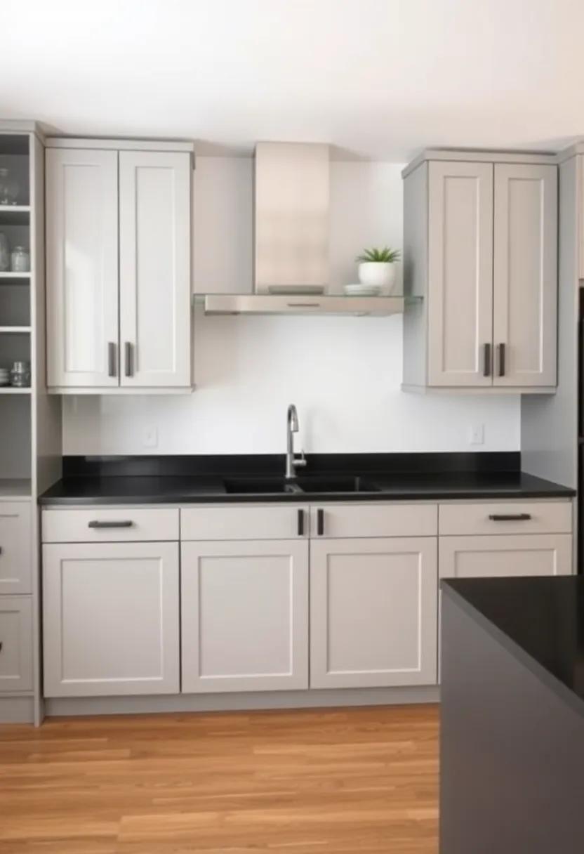 Smart⁣ Storage Solutions: Explore innovative storage ideas effortlessly ‍integrated into gray‍ cabinets, topped with modern ‌black countertops ‍for ‌practicality and style