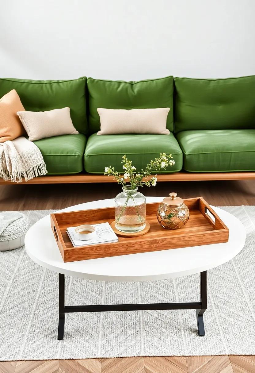 Decorative ‍Trays: ‌Use wooden trays on your coffee table to‍ organize ⁢small decor items​ in ‌a stylish way while maintaining a clean look