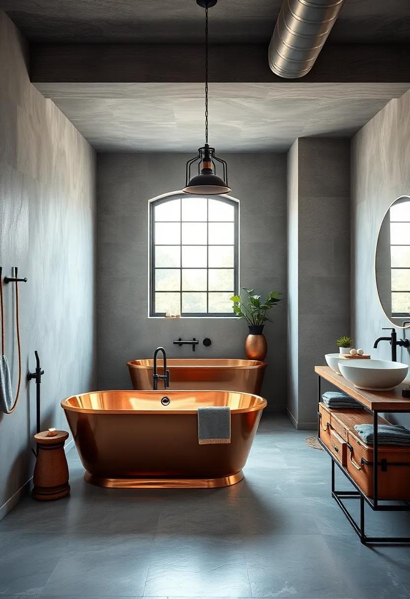 Copper Bathtubs as the Focal Point in Stylish Industrial Designs