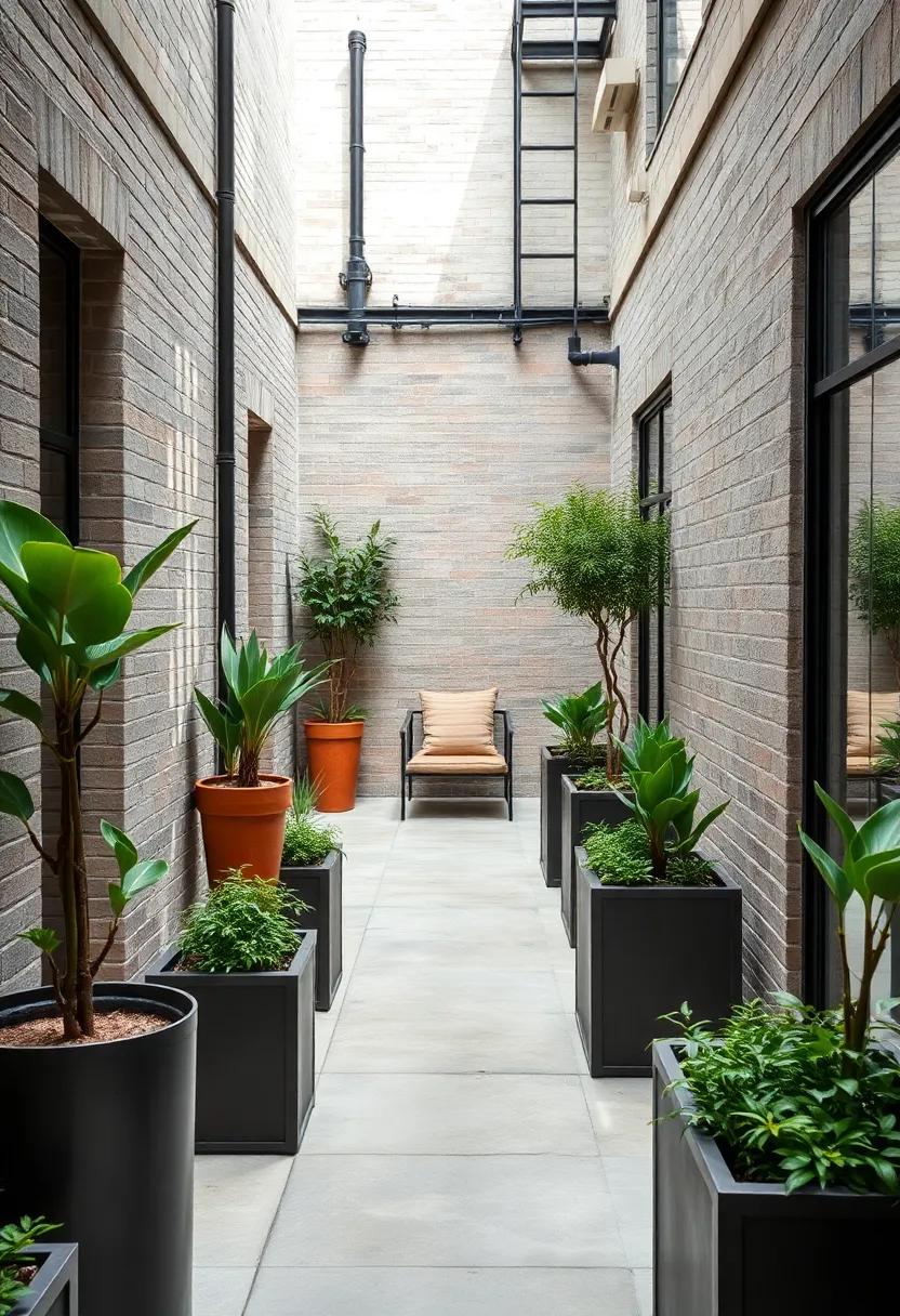 Modern‌ Minimalism: See​ how‌ simple⁢ metal planters ‍filled with monochromatic plants enhance⁣ clean lines and‍ open spaces in a contemporary ⁢outdoor area