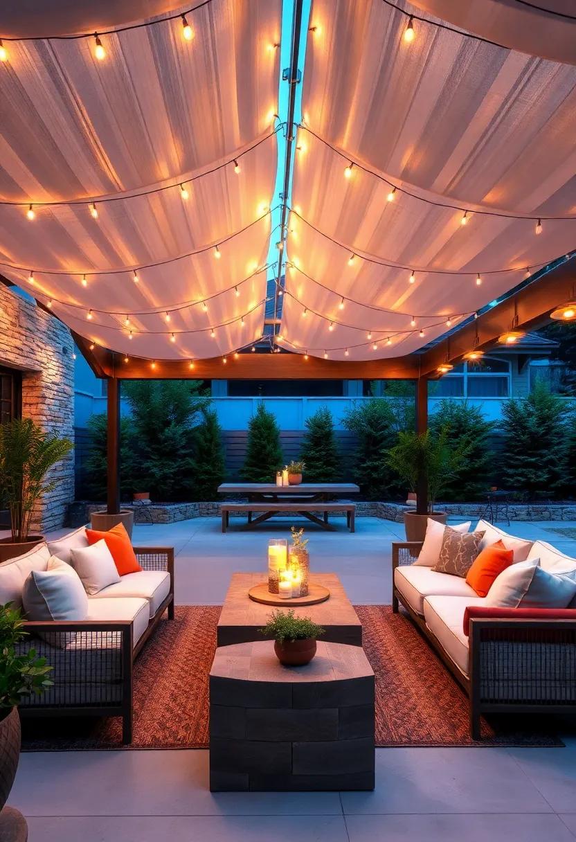 Elegant canopies: Drape Soft Fabrics with Sanded Lights for a Luxurious Retreat in Your Own Backyard