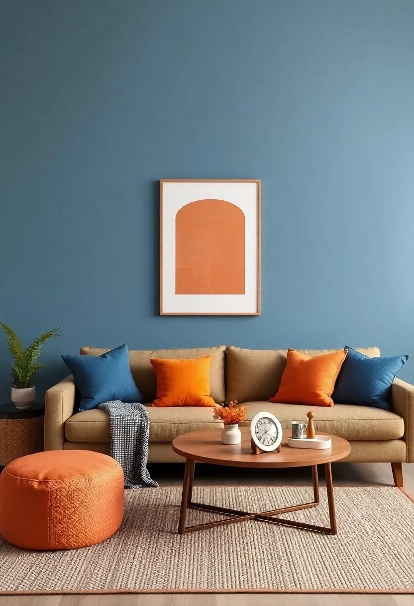Vintage Blue and Burnt Orange: Channel vintage charm with a modern‌ twist by juxtaposing vintage blue with‌ a bold burnt ​orange for⁢ a lively and inviting environment