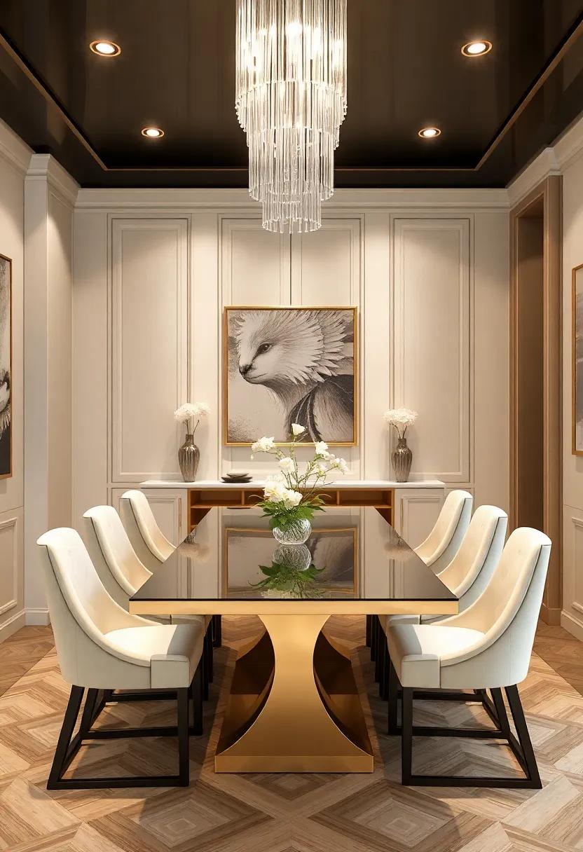 Glamorous Gold Accents: Step​ into a dining room that pairs ⁣custom ⁢cabinetry with gold ⁣accents for a touch ‍of glam ‌that elevates the overall design