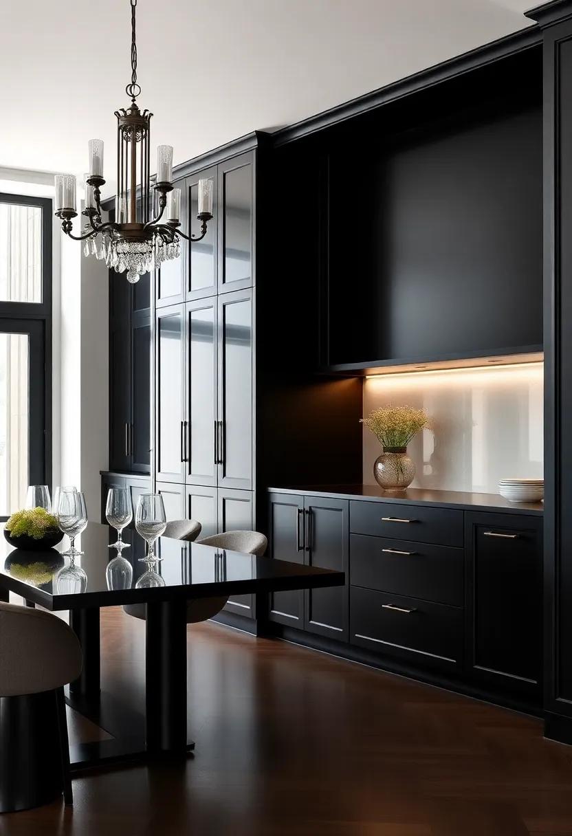 bold⁢ Black: ⁤Seek out ⁤a dining room where matte black cabinetry provides ​a striking⁤ backdrop ​for elegant decor,adding a‌ touch ‌of sophistication ‌to any meal
