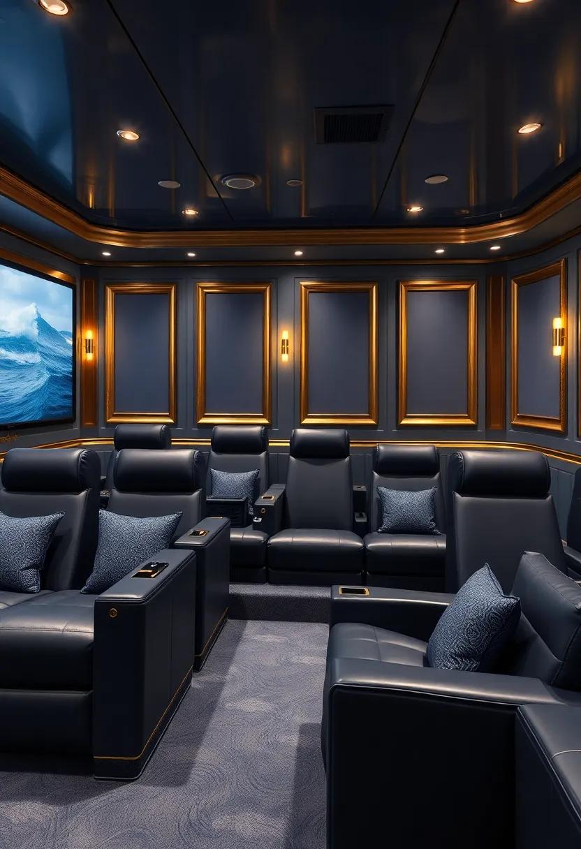 The Majestic Submarine: Nautical-themed‍ seats with accents‍ of metallic⁤ navy blue and brass elements‍ evoke a luxurious under-the-sea experience