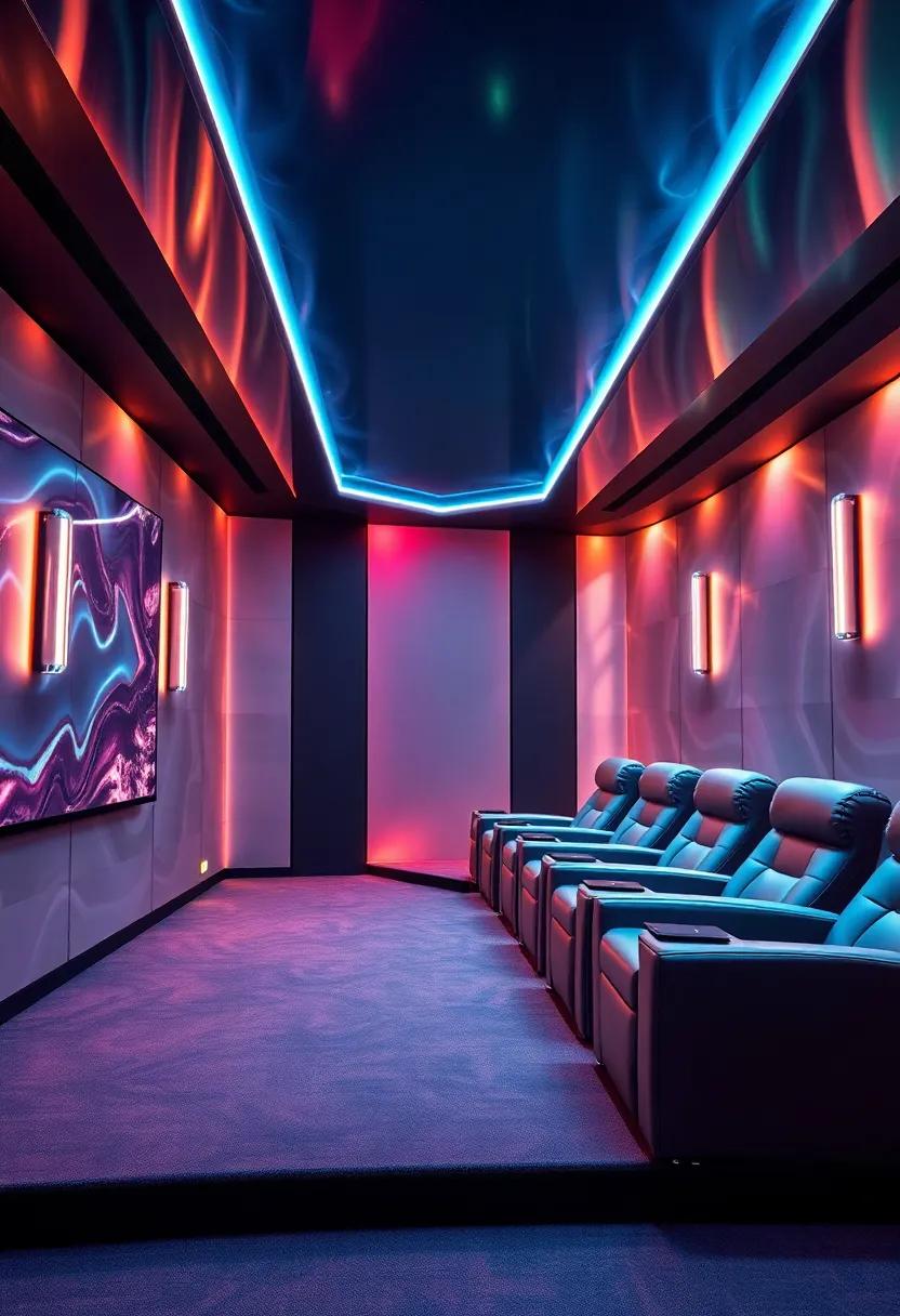 Futuristic ⁢Fusion: Cutting-edge designs with iridescent walls ​and aluminum ⁢light​ fixtures create a miles-ahead cinematic experience